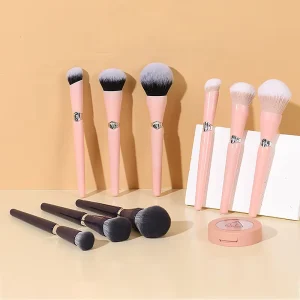 3 Piece Face Makeup Brush Set with Plastic Handle Foundation & Blush Brushes Loose Paint Beauty Tools