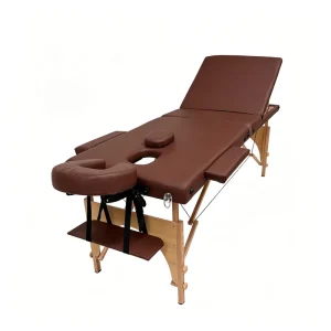 3 Section Portable Massage Bed with Wooden Legs Foldable Salon Spa Furniture Therapy Table