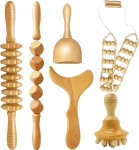3 in 1 Body Sculpting and Lymphatic Drainage Massager for Maderoterapia Kit Wood Therapy Massage Tools with Wall Hanging