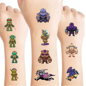 3.1×6.1 Inches 8 Sheets Cute Cartoon Ninja Turtle Christmas Tattoo Stickers for Kids Body Art
