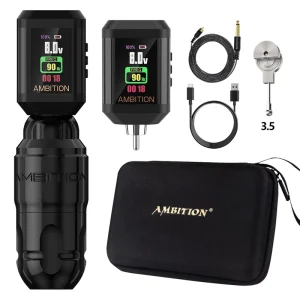3.5mm 4.0mm Stroke Brushless Motor Rotary Tattoo Pen Machine Kit with 2pcs 2200mAh RCA Tattoo Power Supply