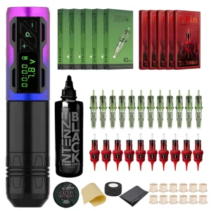 3.5mm Stroke Wireless Battery Tattoo Pen Machine with Needles Set Gradient Color Tattoo Supply for Beginners