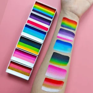30g Rainbow Split Cake Body Art Water Based Non Toxic Professional Glow Dark Face Painting Supplies for Adults Kids Cosplay