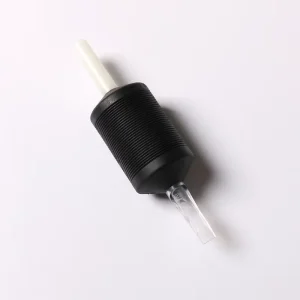 30mm Black Disposable Tattoo Grip Tube Permanent Plastic & Silicone Round Angled Tip Open Flat Tips