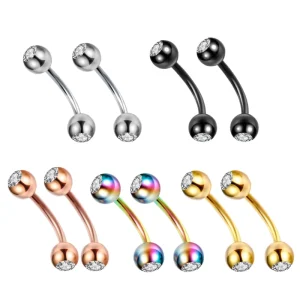 316L Stainless Steel Double Jeweled Eyebrow Rings