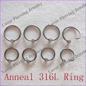 316L Stainless Steel Nose Rings With Fixed Jeweled Ball CBR Body Piercing Jewelry