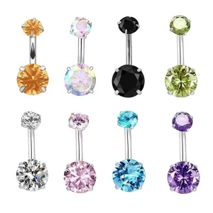 316L Surgical Stainless Steel Body Piercing Jewelry Colorful Zircon Jewel set Belly Button Ring Personality Accessories