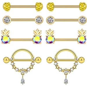 316L Surgical Steel Nipple Rings Blue Beautiful Vibrating Nipple Ring butterfly Pineapplenipple Kit Body Piercing Jewel