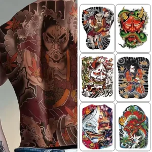 32x48CM Large Waterproof Temporary Tattoo Stickers, Full Back, Colorful Realistic Tribal Body Art