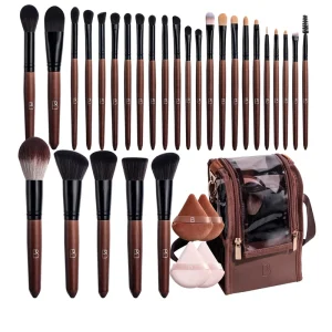 35-Piece Professional Makeup Tools Set with Makeup Brushes, Powder Puff, and Portable Holder Bag
