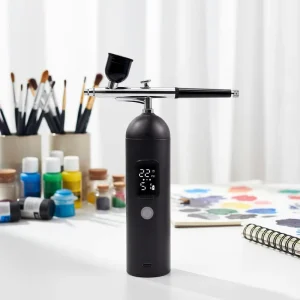 35PSI Cake Airbrush Kit for Nail Art Dual Action Auto Stop Rechargeable Gravity Feed with ABS & Copper Construction