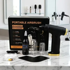 35PSI Powerful Cordless Rechargeable No-Clog Air Brush for Barber Beard Hair Styling Coloring Barber French