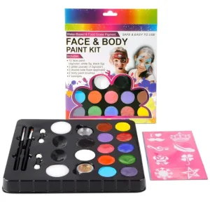 38 Colors Water Based Washable Face Paint & Body Paint Kit for Kids Non Toxic Professional CE Certified