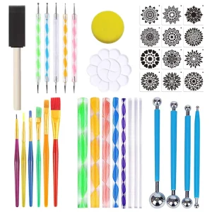 38 Pcs Nail Dotting Painting Mandala Rocks Painting Rocks Mandala Stencil Ball Stylus Paint Tray Set Mandala Dotting Tools Set
