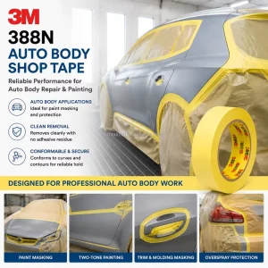388N Auto Body Shop Masking Tape Automotive Refinish Paint Tape for Car Painting and Repair