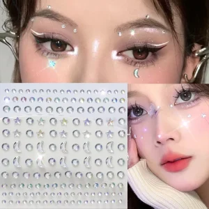 3D AB Crystal Moon Star Beads Rhinestone Body Face Stickers Makeup Party Festival Temporary Jewel DIY Tattoo Stickers Face Gem
