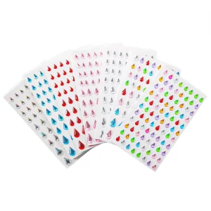 3D Acrylic Jewel Stickers Water Drop Shape Self Adhesive Rhinestones Festival Face Nail Crafts Printed Jewel