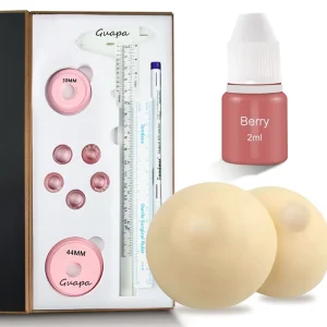 3D Areola Restoration Tattoo Training Tools Nipple Permanent Makeup Tattooing Kit with Berry Nude Pigment and 3D Areola Skin
