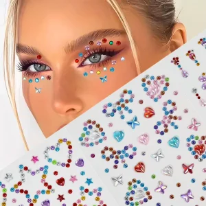 3D Butterfly Star Face Jewelry Sticker Pink Pentagram Stickers Self Adhesive Waterproof Crafts Party Fake Temporary Tattoos