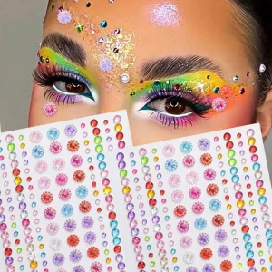 3D Colorful Sunflowers Diamond Face Stickers Gem Facial Sticker Eyes Body Mix Bead Jewels Diamonds Face Decoration