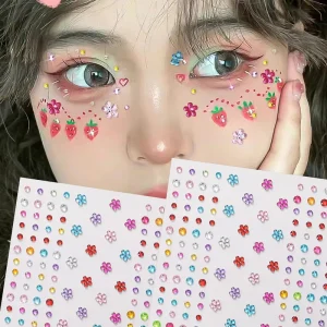 3D Colorful Sunflowers Diamond Face Stickers Gem Facial Sticker Eyes Body Mix Bead Jewels Diamonds Face Jewels Tattoo Sticker