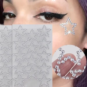 3D Face 14.5*9cm Jewelry Crystal Diamond Tattoo Stickers DIY Women Eyes Face Body Star Pearl Rhinestones 3D Makeup Art Stage
