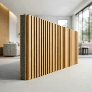 3D Geometric Vertical Wood Slat Hanging Acoustic Wall Panels Eco-Friendly Sound-Absorbing Decorative MDF Panels