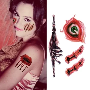 3D Halloween Party Blood Tattoo Stickers Wound Scar Waterproof for Adults Face Temporary Tattoo Sticker Waterproof