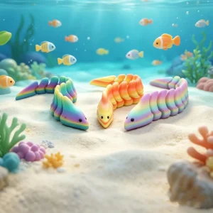 3D Printed Eco friendly PLA Flexible Articulated Sea Eel Creature Sensory Fidget Toy Autism Stress Relief