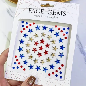 3D Purple Blue Pink Rhinestone Diamond Tattoo Stickers with Star, Moon, Pearl, Flower and Scallop Designs