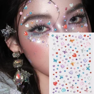 3D Rhinestone Butterfly Diamond Tattoo Stickers Jewelry Star Love Heart Face Stickers Gem Facial Body Bead Jewels Sticker