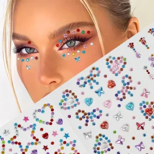 3D Rhinestone Face Jewelry Temporal Tattoo Sticker Self-Adhesive Crystal Diamond for Eye Makeup Party Supplies