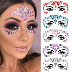 3D Rhinestone Face Tattoo Stickers for Festival Glitter Makeup Jewelry Sticker on Face Crystals Gem Jewels Diamonds Decoration