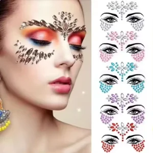 3D Rhinestone Face Tattoo Stickers for Festival Glitter Makeup Jewelry Sticker on Face Crystals Gem Jewels Diamonds Decoration