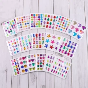 3D Self Adhesive Rhinestone Sticker Sheet DIY Phone Case Nail Art Scrapbooking Diamond Crystal Sticker Colorful Gems Sticker