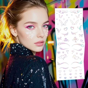 3D Stereoscopic Laser Facial Tattoo Sticker Customizable Waterproof White Paper Face Temporary Water Print