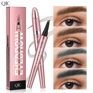 3D Waterproof Microblading Eyebrow Pen with 4 Fork Tip Sweat Proof Natural Mineral Liquid Makeup Matte Finish