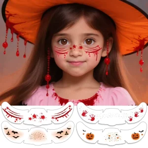 3PCS Halloween Glitter Freckles Face Tattoo Sticker for Women and Kids, Cute Star Waterproof Gold Temporary Face Tattoos