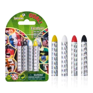 4 Color Face Paint Crayon Set with Holographic Barrel Easy Glide Mess Free Makeup for Kids Party Fun Match