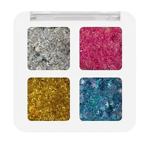 4 Colors Chunky Glitter Face Body Palette, OEM Custom Logo Holographic Sparkle Set with Star Shapes for Kids Party