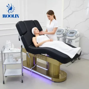 4-Motor Electric Lash Bed Beauty Salon Massage Table Adjustable Spa Facial Couch Esthetician Chair PU Leather