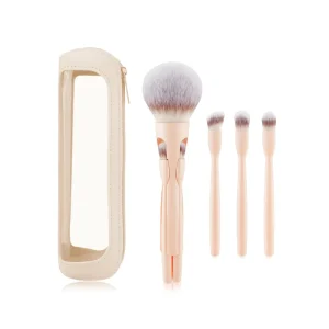 4 in 1 Magnetic Makeup Powder Brush Portable Soft Synthetic Eyeshadow Foundation Powder Blending Brush with Bag