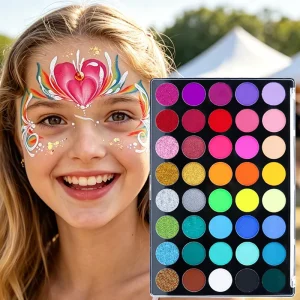 40 Color Professional Neon Matte Pearlescent Glitter Face Body Paint Set Hypoallergenic One Stroke Smudge Proof