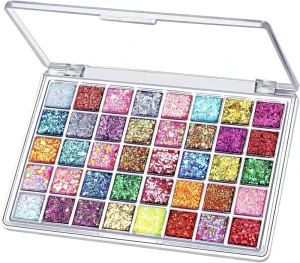 40 Colors Glitter Makeup Palette Face Paint Palette for Adults Kids Body Painting Carnival Set for Party