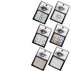 40 Designs 3D Eyes Face Makeup Tattoo Self Adhesive Customizable Die Cut Glossy Crystal Diamond Jewels