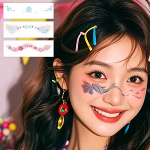 40 New Creative Glitter Face Stickers Fashionable Temporary Facial Tattoo Stickers Safe and Harmless Printed on White Paper
