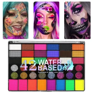 42 Color Safe Nontoxic Water-Based Children’s Body & Face Paint for Festival Halloween Party Art Makeup