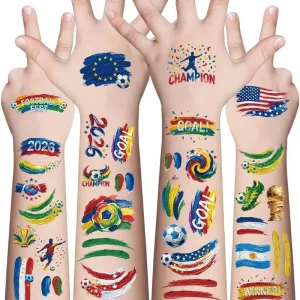 45-Piece Sports Themed Temporary Tattoo Stickers for Kids Teens & Adults Party Favors & Goodie Bags
