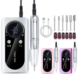 45000RPM Nail Drill Machine Electric Portable Nail File Rechargeable Sander for Gel Nails Polishing for Home Manicure Salon