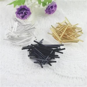 450g Pack 30mm Long Tube Silver Lined Bugle Glass Beads for DIY Jewelry Wedding Dresses & Dancewear Accessories